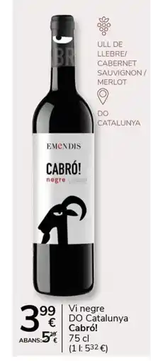 Supermercados Charter CABRÓ Vi negre DO Catalunya oferta