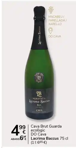 Supermercados Charter LACRIMA BACCUS Cava Brut Guarda ecològic DO Cava oferta