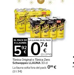 Supermercados Charter SCHWEPPES Tònica Original o Tònica Zero oferta