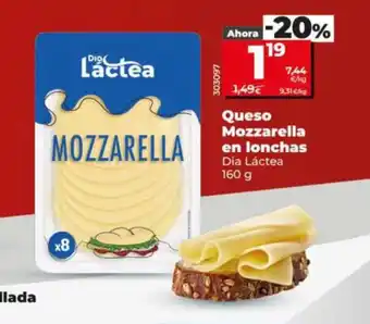 Dia DIA LÁCTEA Queso Mozzarella en lonchas oferta