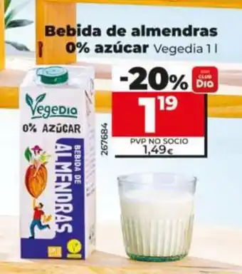 Dia VEGEDIA Bebida de almendras 0% azúcar oferta