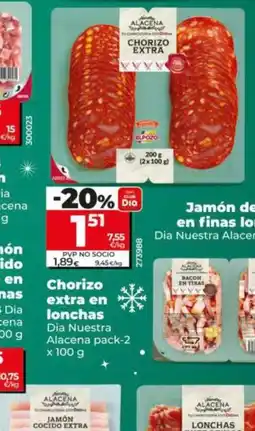 Dia DIA NUESTRA ALACENA Chorizo extra en lonchas oferta
