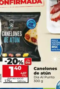 Dia DIA AL PUNTO Canelones de atún oferta