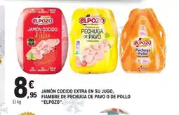 E.Leclerc ELPOZO Jamón cocido extra en su jugo fiambre de pechuga de pavo o de pollo oferta