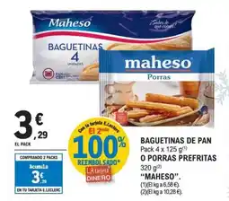 E.Leclerc MAHESO Baguetinas de pan o porras prefritas oferta