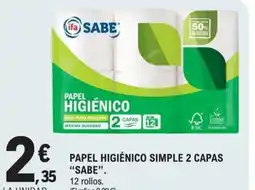 E.Leclerc SABE Papel higiénico simple 2 capas oferta