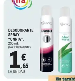 E.Leclerc UNNIA Desodorante spray oferta