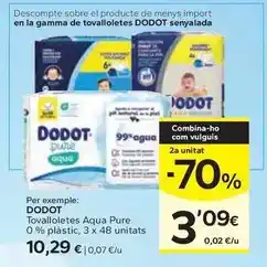 Caprabo Dodot - tovalloletes aqua pure 0% plastic oferta