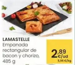 Eroski Lamastelle - empanada rectangular de bacon y chorizo oferta