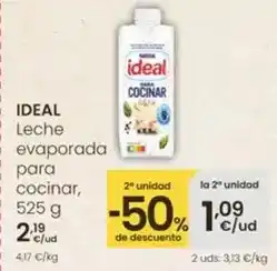 Eroski Ideal - leche evaporada para cocinar oferta