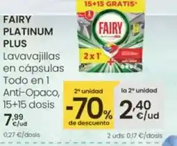 Eroski Fairy - platinum plus lavavajillas en capsulas toto en 1 anti - opaco oferta
