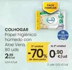 Eroski Colhogar - papel higiénico húmedo con aloe vera oferta
