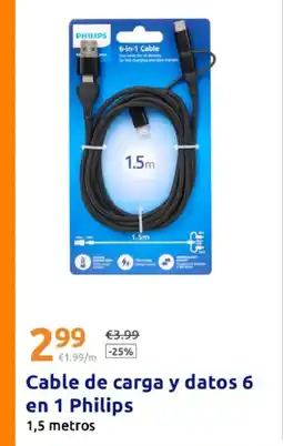 Action Cable de carga y datos 6 en 1 Philips oferta