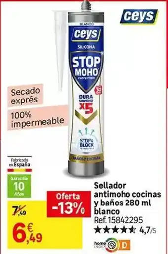 Ceys - sellador antimoho cocinas y baños blanco
