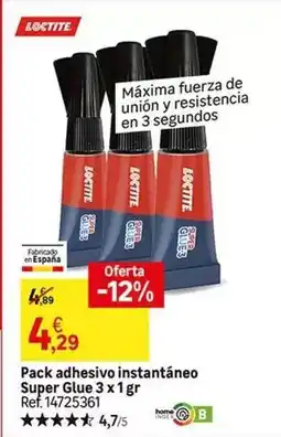 Leroy Merlin Loctite - pack adhesivos instantáneo super glue oferta