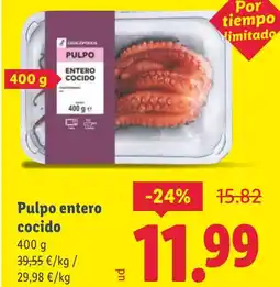 Lidl Pulpo entero cocido oferta