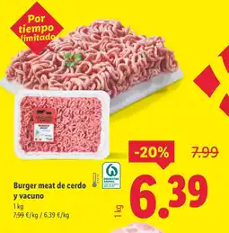 Lidl Burger meat de cerdo y vacuno oferta