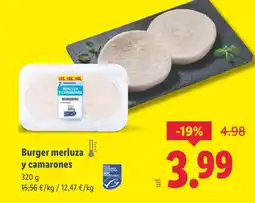 Lidl Burger merluza y camarones oferta