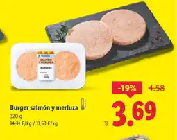 Lidl Burger salmón y merluza oferta