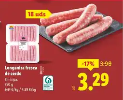 Lidl Longaniza fresca de cerdo oferta