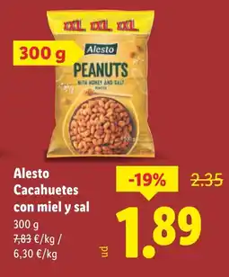 Lidl ALESTO Cacahuetes con miel y sal oferta