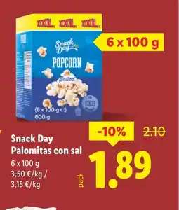 Lidl SNACK DAY Palomitas con sal oferta