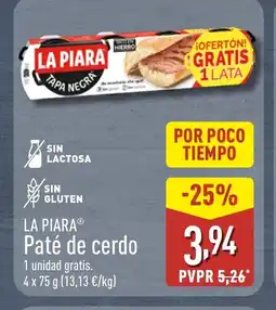 ALDI LA PIARA Paté de cerdo oferta