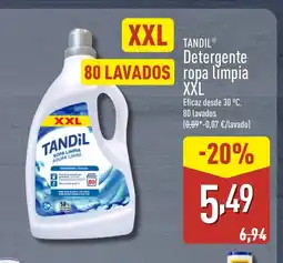 ALDI TANDIL Detergente ropa limpia XXL oferta