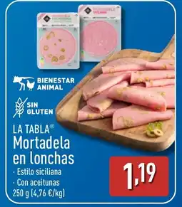 ALDI LA TABLA Mortadela en lonchas oferta
