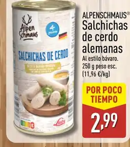 ALDI ALPENSCHMAUS Salchichas de cerdo alemanas oferta
