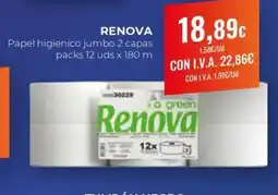 Arenas CashDiplo RENOVA Papel higienico jumbo 2 capas oferta