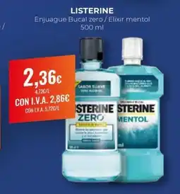 Arenas CashDiplo LISTERINE Enjuague Bucal zero / Elixir mentol oferta
