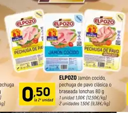 Coviran ELPOZO Jamón cocido, pechuga de pavo clásica o braseada lonchas oferta