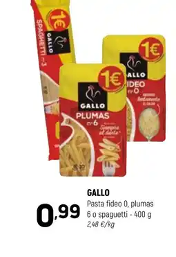 Coviran GALLO Pasta fideo 0, plumas 6 o spaguetti oferta
