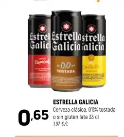 Coviran ESTRELLA GALICIA Cerveza clásica, 0'0% tostada o sin gluten lata oferta