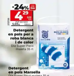 Dia DIA SUPER PACO Detergent en pols per a roba blanca i de color oferta