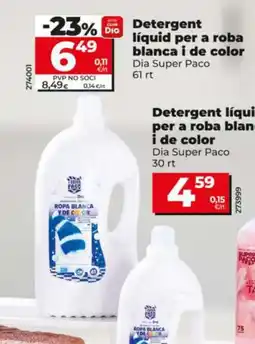 Dia DIA SUPER PACO Detergent líquid per a roba blanca i de color oferta
