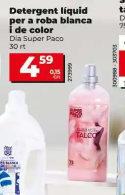 Dia DIA SUPER PACO Detergent líquid per a roba blanca i de color oferta