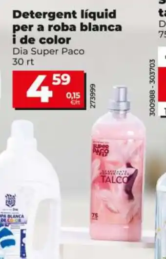 DIA SUPER PACO Detergent líquid per a roba blanca i de color