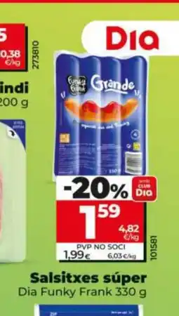 Dia DIA FUNKY FRANK Salsitxes súper oferta