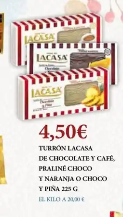 Claudio Turrón lacasa de chocolate y café, praliné choco y naranja o choco y piña oferta