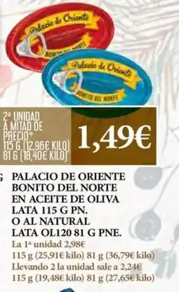 Claudio Palacio de oriente bonito del norte en aceite de oliva lata o al natural oferta