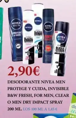 Claudio Desodorante nivea men protege y cuida, invisible b&w fresh, for men, clear o men dry impact spray oferta
