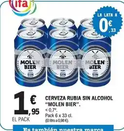 E.Leclerc Molen bier - cerveza rubia sin alcohol oferta