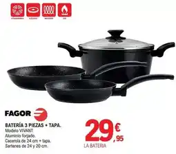 E.Leclerc Fagor - bateria 3 piezas + tapa oferta