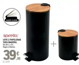 E.Leclerc Spirella - lote 2 papeleras tapa madera oferta