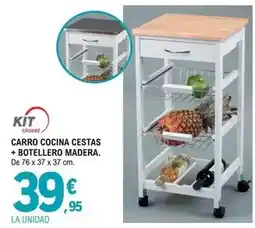 E.Leclerc Kit closet - carro cocina cesta + botellero madera oferta