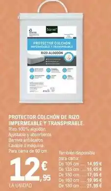 E.Leclerc Savel - protector colchon de rizo impermeable y transpirable oferta