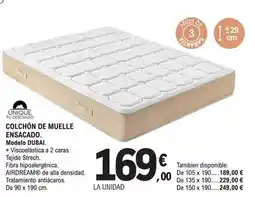 E.Leclerc Unique tu descanso - colchon de muelle ensacado oferta