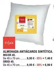 E.Leclerc Tissaia - almohada antiacaros sintética. micor 45 oferta